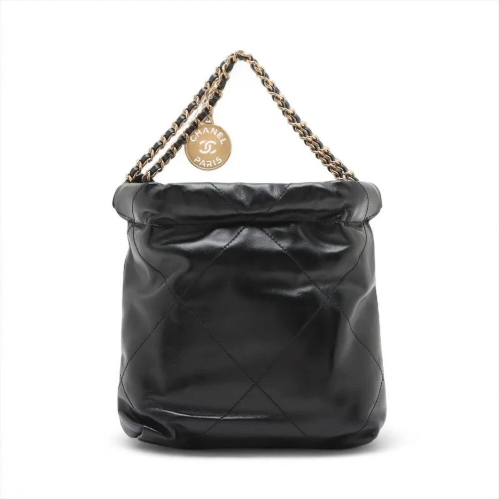 "Chanel Chanel 22 shiny calfskin Chain Shoulder Bag Black Gold Metal Fitting Pro - Picture 7 of 9